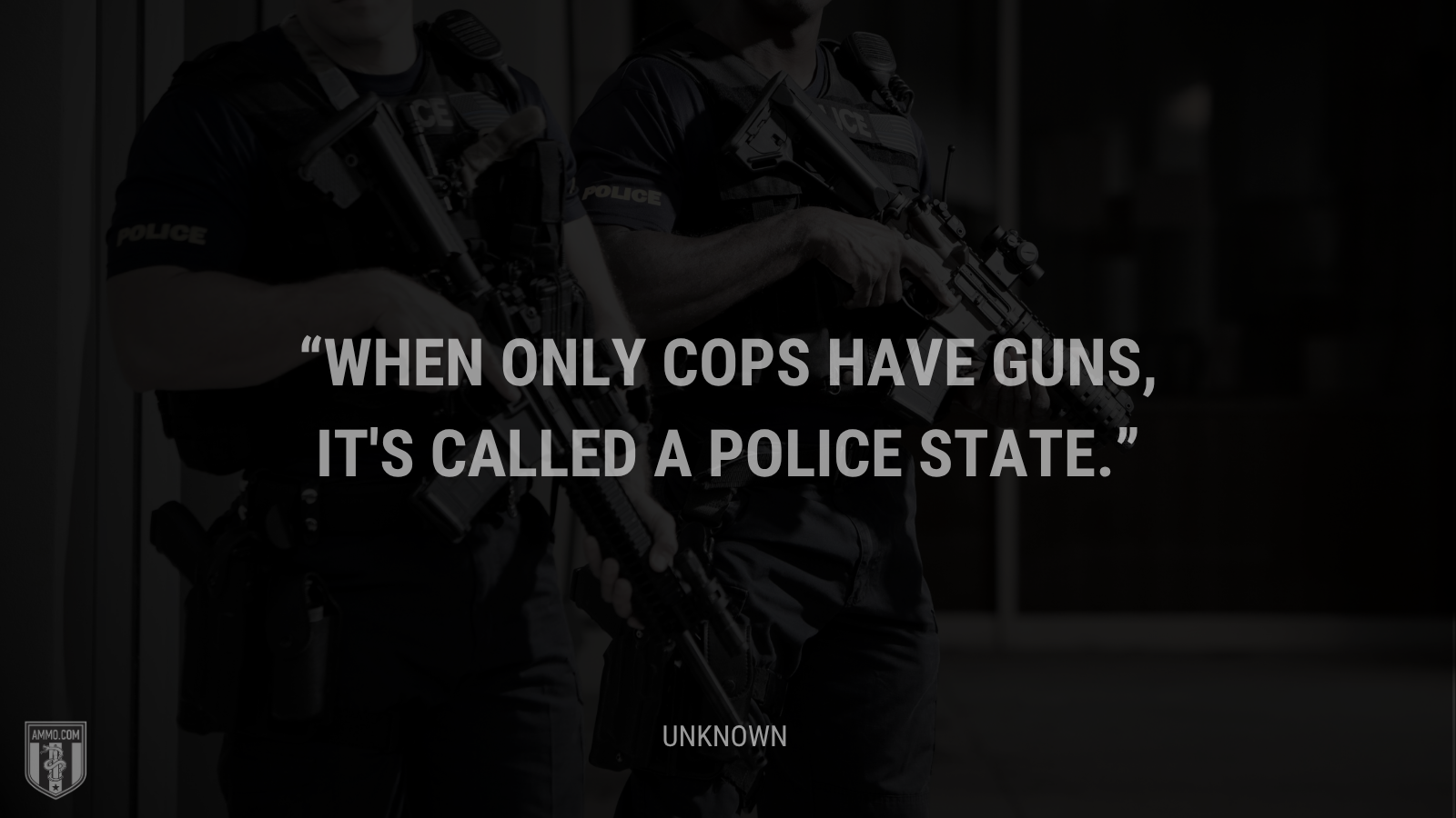 &ldquo;When only cops have guns, it's called a police state.&rdquo; - Unknown