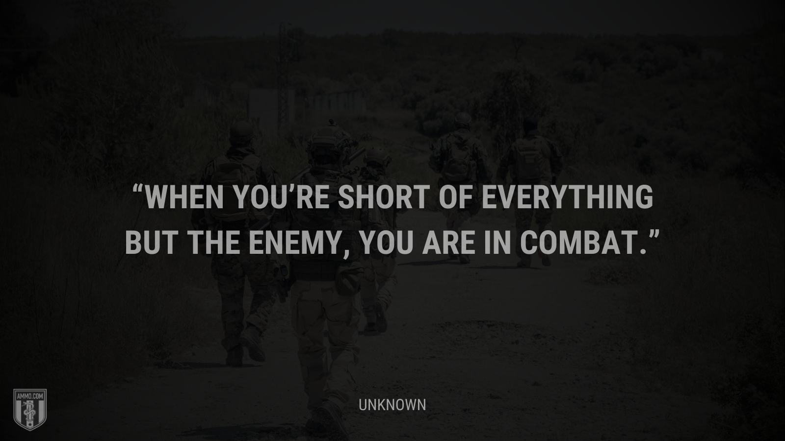 &ldquo;When you’re short of everything but the enemy, you are in combat.&rdquo; - Unknown