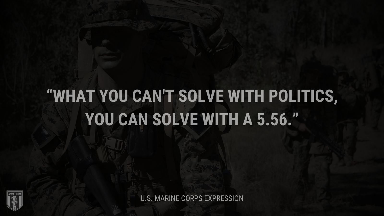 &ldquo;What you can't solve with politics, you can solve with a 5.56.&rdquo; - U.S. Marine Corps Expression