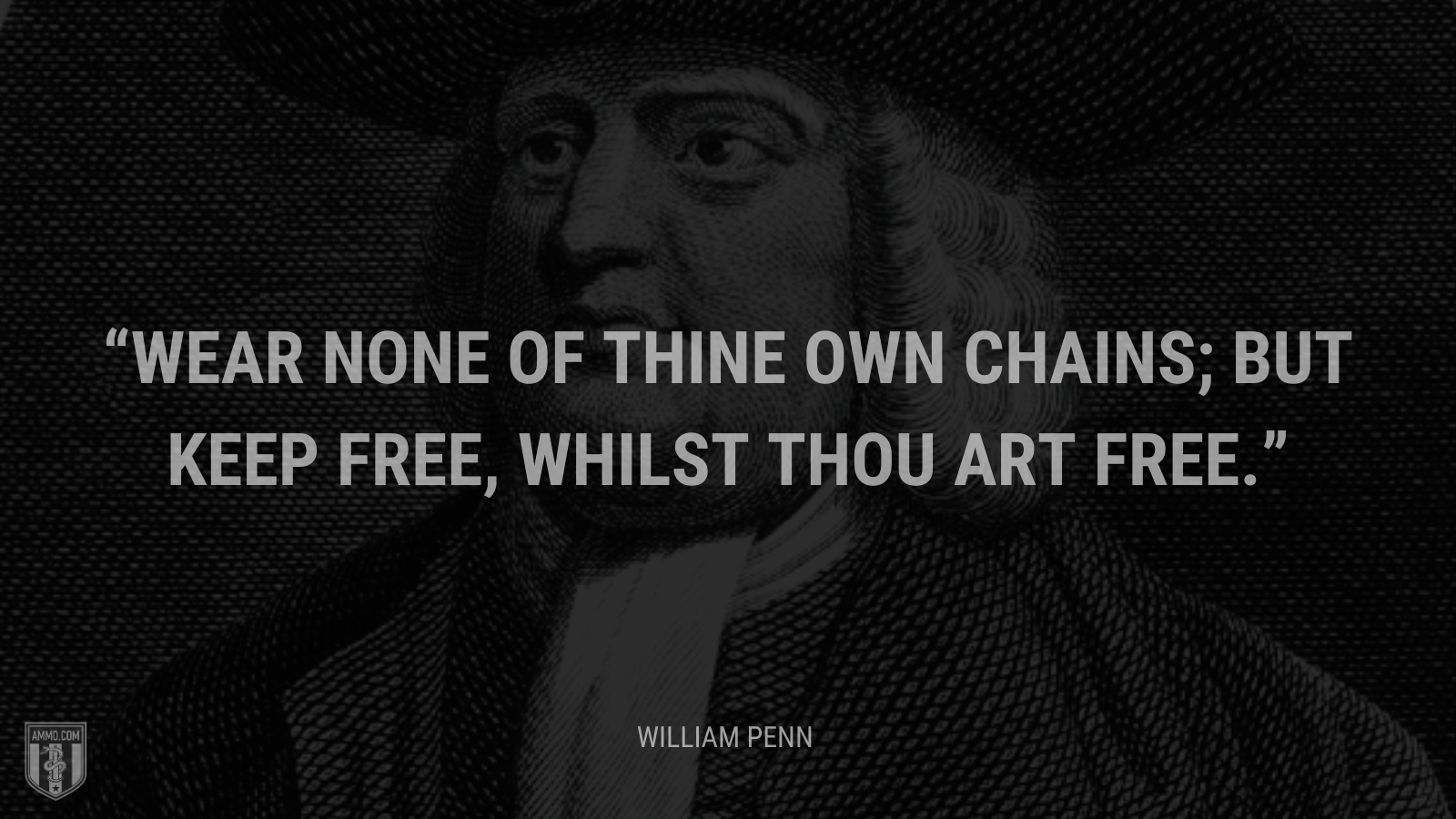 &ldquo;Wear none of thine own chains; but keep free, whilst thou art free.&rdquo; - William Penn