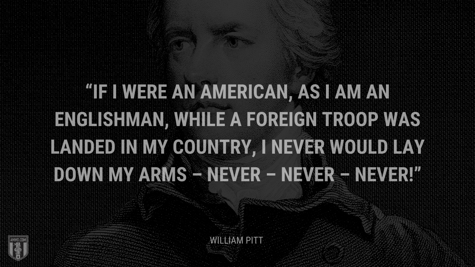 &ldquo;If I were an American, as I am an Englishman, while a foreign troop was landed in my country, I never would lay down my arms – never – never – never!&rdquo; - William Pitt