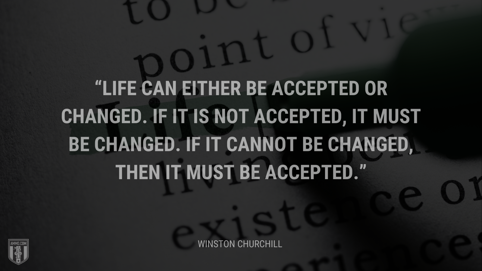 Life can either be accepted or changed. If it is not accepted, it must be changed. If it cannot be changed, then it must be accepted.