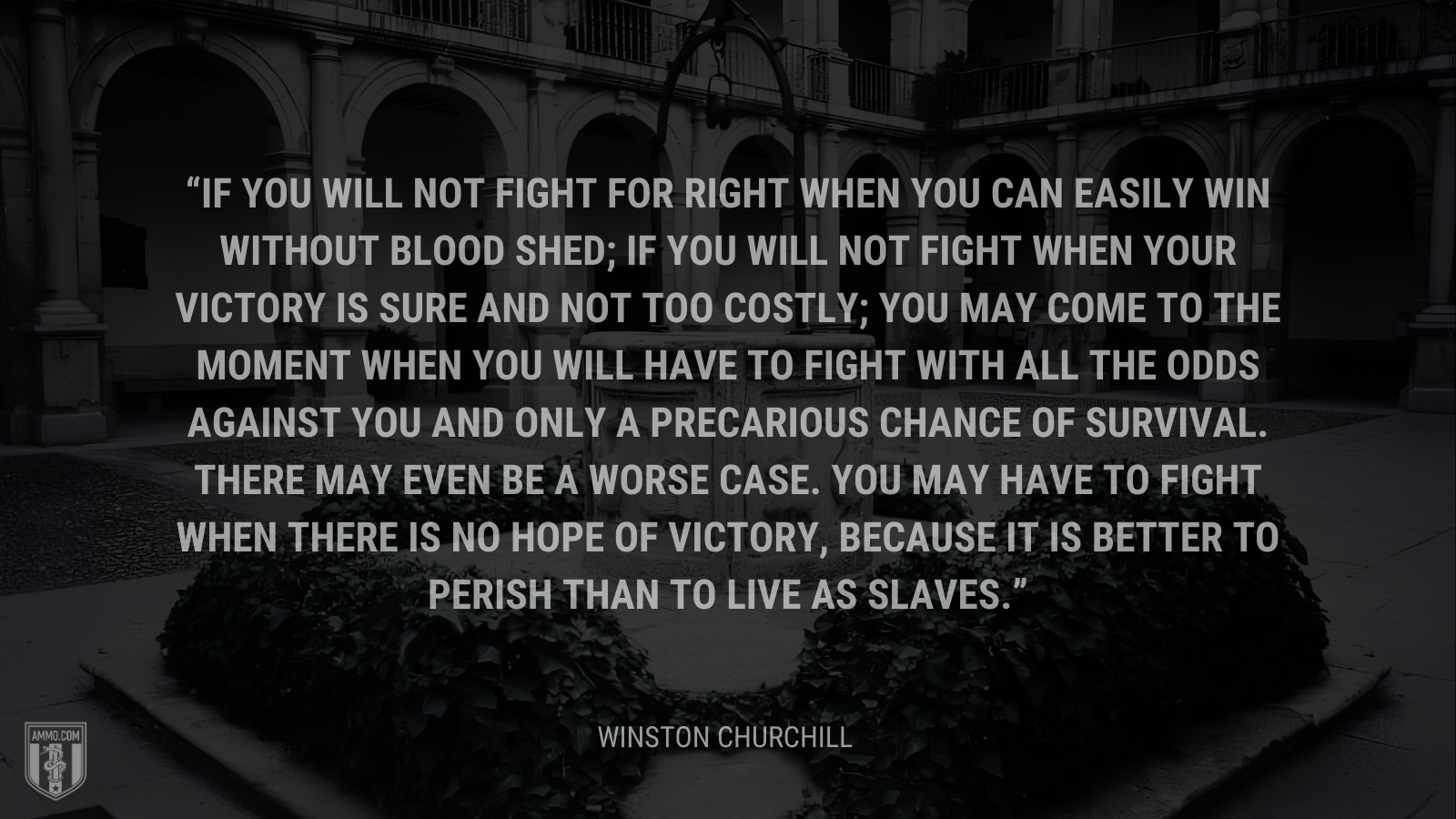 If you will not fight for right when you can easily win without blood shed; if you will not fight when your victory is sure and not too costly; you may come to the moment when you will have to fight with all the odds against you and only a precarious chance of survival. There may even be a worse case. You may have to fight when there is no hope of victory, because it is better to perish than to live as slaves.