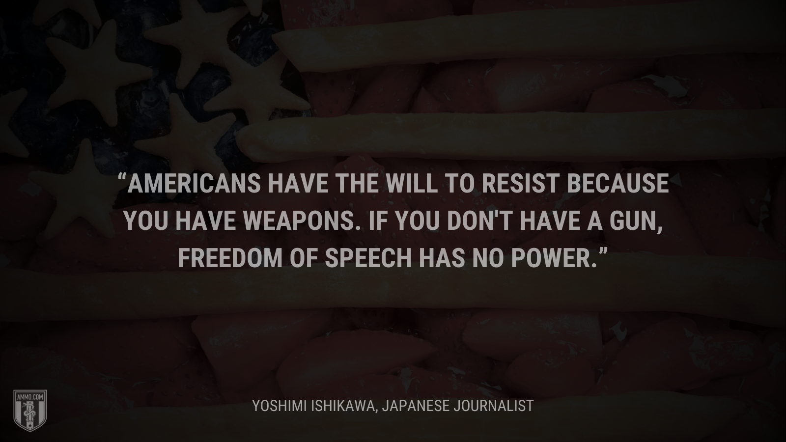 &ldquo;Americans have the will to resist because you have weapons. If you don't have a gun, freedom of speech has no power&rdquo; - Yoshimi Ishikawa