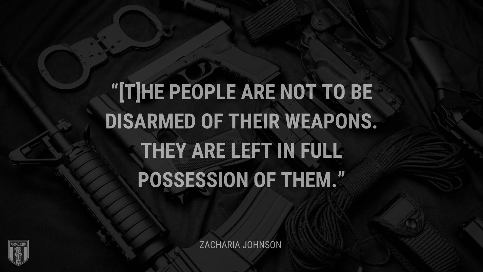 &ldquo;[T]he people are not to be disarmed of their weapons. They are left in full possession of them.&rdquo; - Zacharia Johnson