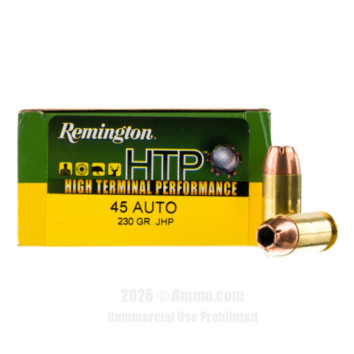 Remington HTP 45 ACP Ammo - 20 Rounds of 230 Grain JHP Ammunition