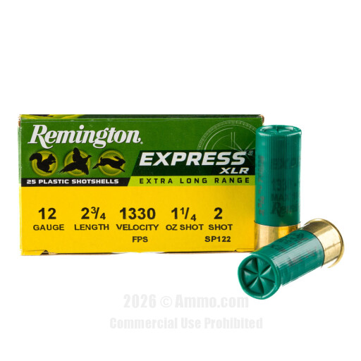 Remington Express XLR 12 Gauge Ammo - 25 Rounds of 1-1/4 oz. #2...
