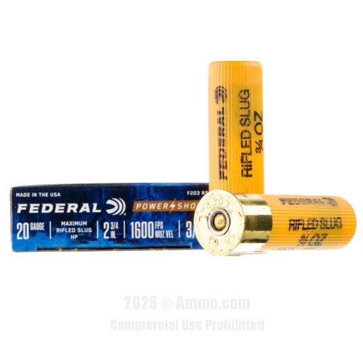 Federal Power Shok 20 Gauge Ammo - 250 Rounds of 2-3/4" 3/4 oz....