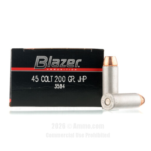 Blazer 45 Long Colt Ammo - 50 Rounds of 200 Grain JHP Ammunition