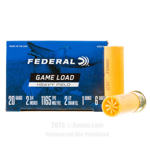 Federal 20 Gauge Ammo - 250 Rounds of  #6 Shot Ammunition