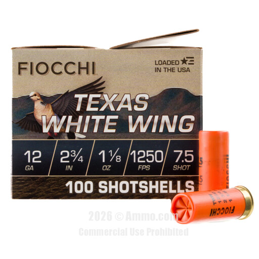 Fiocchi Texas White Wing 12 Gauge Ammo - 100 Rounds of 1-1/8 oz....