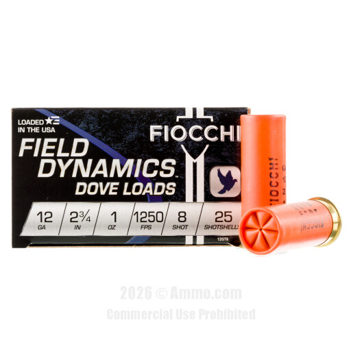 Fiocchi Game and Target 12 Gauge Ammo - 250 Rounds of 2-3/4" 1 oz....