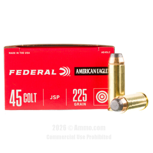 Federal 45 Long Colt Ammo - 50 Rounds of 225 Grain JSP Ammunition