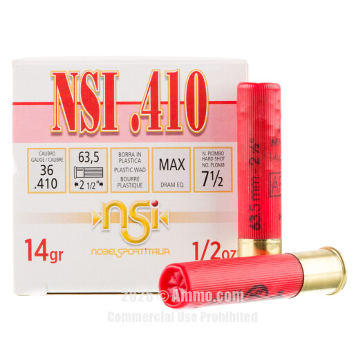 NobelSport 410 Bore Ammo - 250 Rounds of 1/2 oz. #7-1/2 Shot...