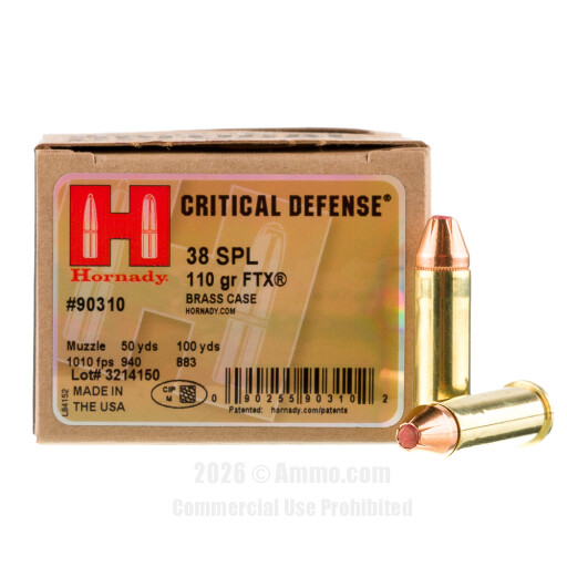 Hornady 38 Special Ammo - 250 Rounds of 110 Grain JHP Ammunition