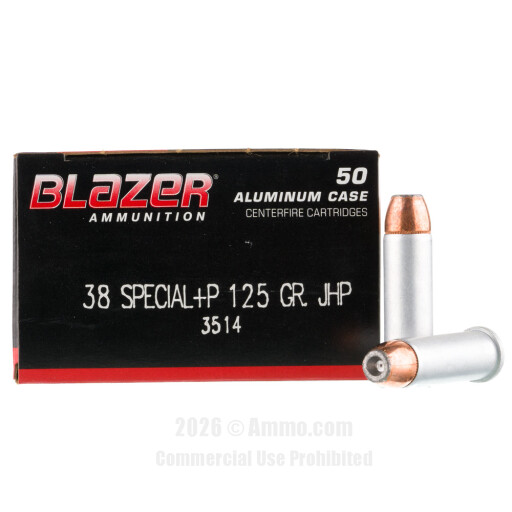 Blazer 38 Special +P Ammo - 50 Rounds of 125 Grain JHP Ammunition