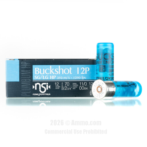 NobelSport 12 ga Ammo - 250 Rounds of  00 Buck Ammunition