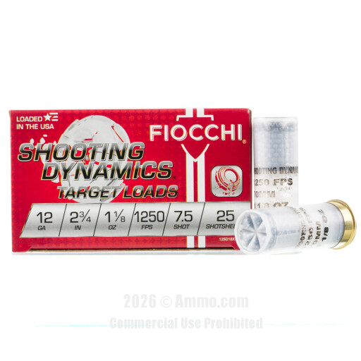 Fiocchi 12 Gauge Ammo - 250 Rounds of 1-1/8 oz. #7-1/2 Shot Ammunition