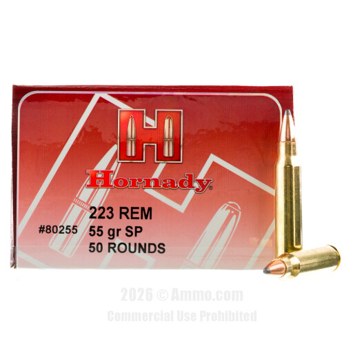 Hornady 223 Ammo - 500  Rounds of 55 Grain SP Ammunition