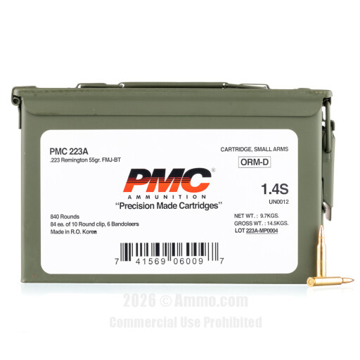 PMC 223 Ammo - 840 Rounds of 55 Grain FMJ-BT Ammunition