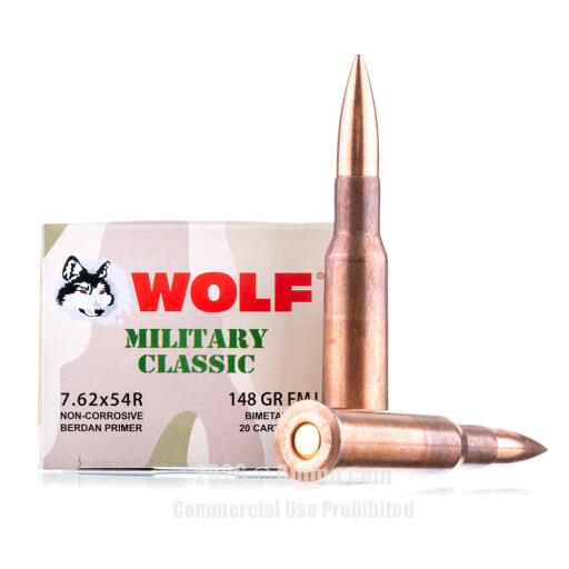 7.62x54R Ammo - Bulk Wolf Military Classic Ammo FMJ Bulk Wolf Military Classic FMJ Ammo