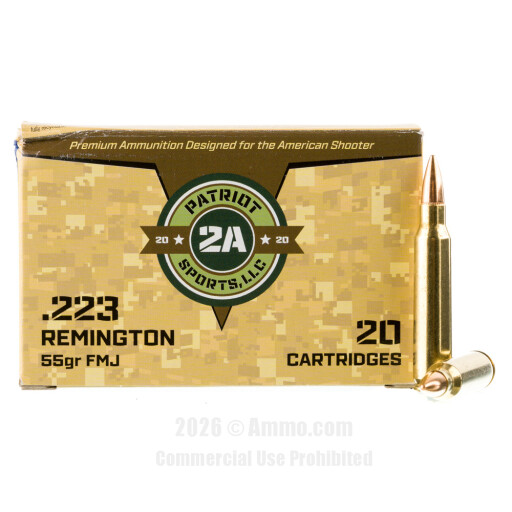 Patriot Sports 223 Ammo - 20 Rounds of 55 Grain FMJ Ammunition