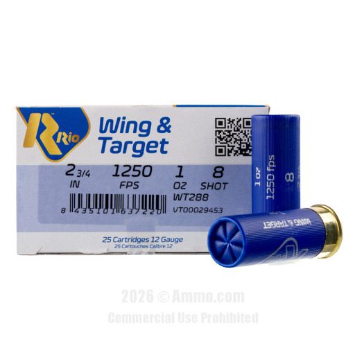 Rio Wing &amp; Target 12 Gauge Ammo - 250 Rounds of 1 oz. #8 Shot...