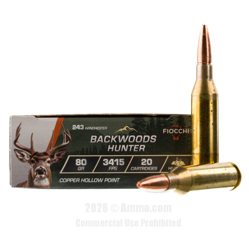243 Win Ammo - Fiocchi Backwoods Hunter Ammo CHP Fiocchi Backwoods Hunter CHP Ammo