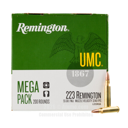 Remington 223 Ammo - 200 Rounds of 55 Grain MC Ammunition