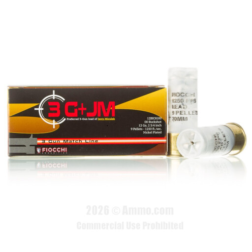 Fiocchi 3 Gun 2-3/4" 12 Gauge Ammo - 10 Rounds of #00 Buck Ammunition