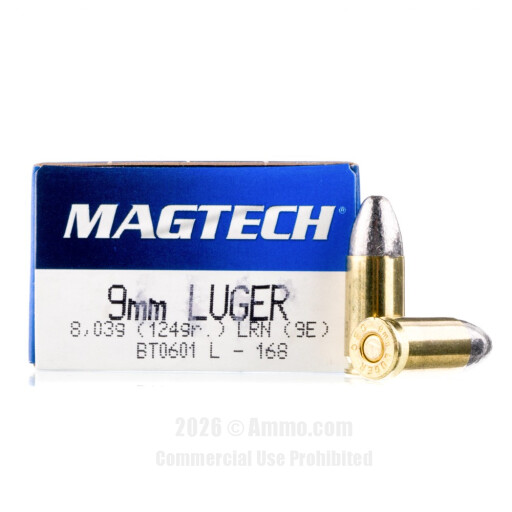 Magtech 9mm Ammo - 1000 Rounds of 124 Grain LRN Ammunition