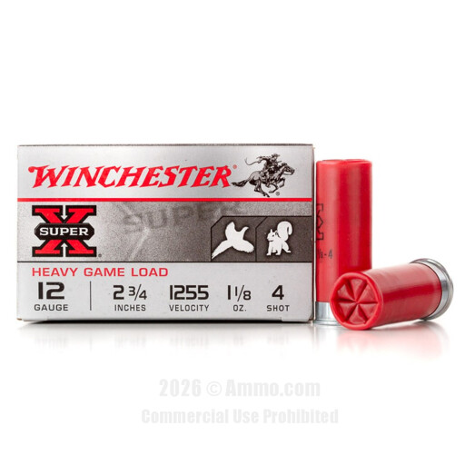 Winchester 12 Gauge Ammo - 250 Rounds of 1-1/8 oz. #4 Shot Ammunition