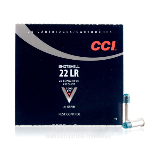 CCI 22 LR Ammo - 200 Rounds of 31 Grain #12 Shot Ammunition
