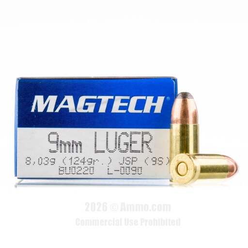 Magtech 9mm Ammo - 50 Rounds of 124 Grain JSP Ammunition