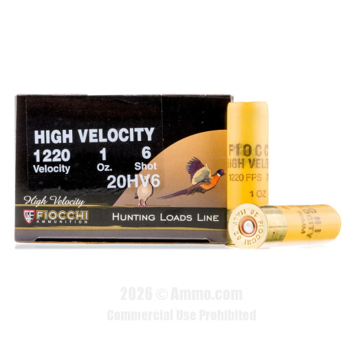 Fiocchi 20 Gauge  Ammo - 25 Rounds of 1 oz. #6 Shot (Lead) Ammunition
