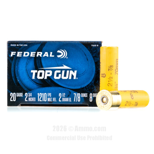 Federal 20 Gauge Ammo - 25 Rounds of 7/8 oz. #8 Shot Ammunition