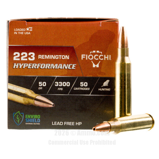 Fiocchi 223 Ammo - 50 Rounds of 50 Grain Varmint Grenade Ammunition
