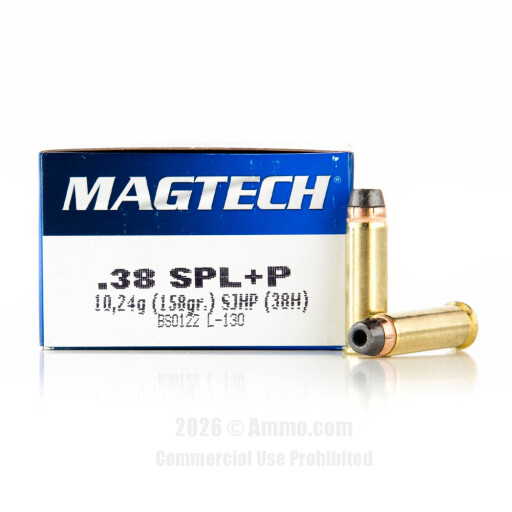 Magtech 38 Special +P Ammo - 50 Rounds of 158 Grain SJHP Ammunition