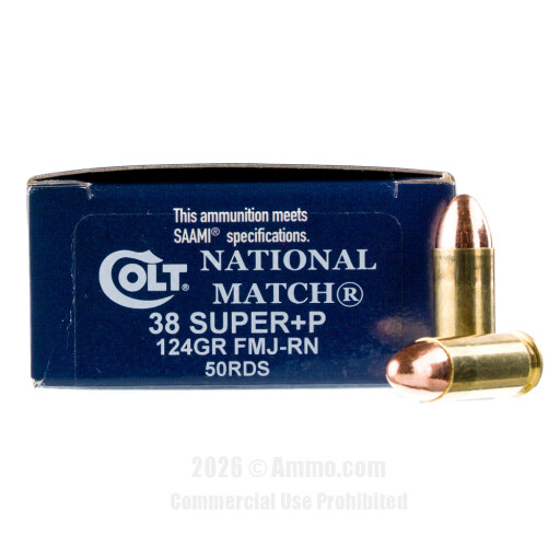 38 Super Auto Ammo - Colt National Match Ammo FMJ +P Colt National Match FMJ +P Ammo