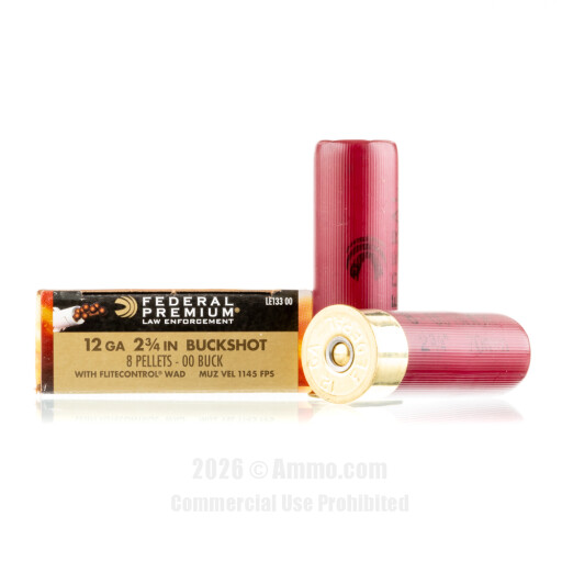 Federal 12 Gauge Ammo - 5 Rounds of  #00 Buck Ammunition