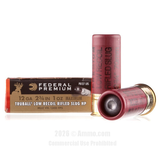 Federal 12 ga Ammo - 5 Rounds of 1 oz. Rifled Slug Ammunition
