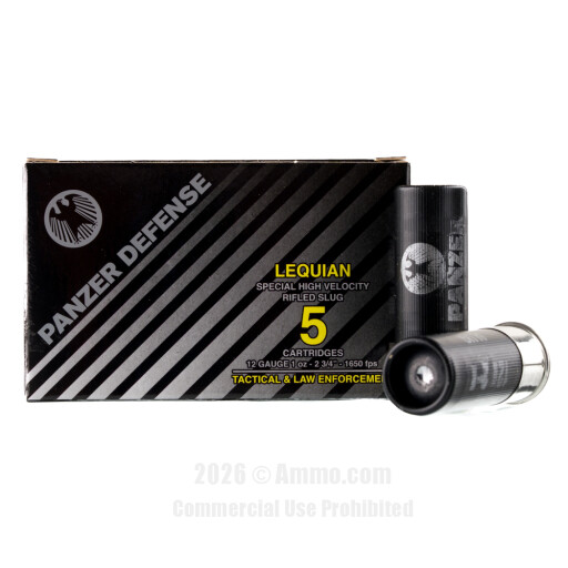 Panzer Defense Lequian HV 12 Gauge Ammo - 5 Rounds of 1 oz. Rifled...