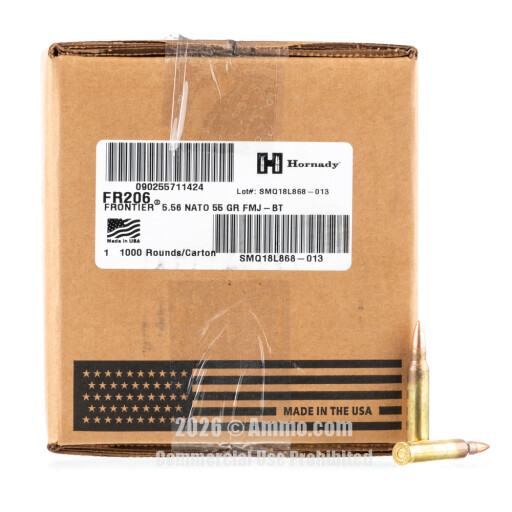 Hornady Frontier 5.56x45 Ammo - 1000 Rounds of 55 Grain FMJ M193...