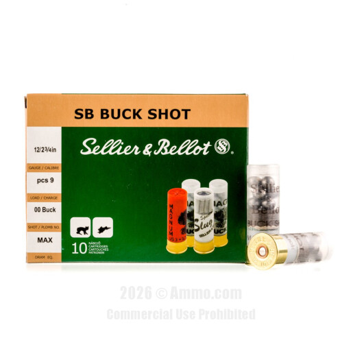 Sellier and Bellot 12 Gauge Ammo - 10 Rounds of 1-1/8 oz. #00 Buck...