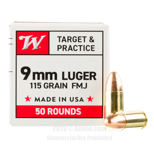 Winchester 9mm Ammo - 1000 Rounds of 115 Grain FMJ Ammunition