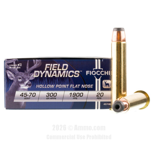 Fiocchi 45-70 Govt Ammo - 20 Rounds of 300 Grain HPFN Ammunition