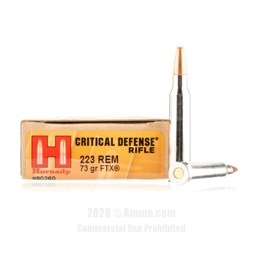 Hornady Critical Defense 223 Ammo - 20 Rounds of 73 Grain FTX...
