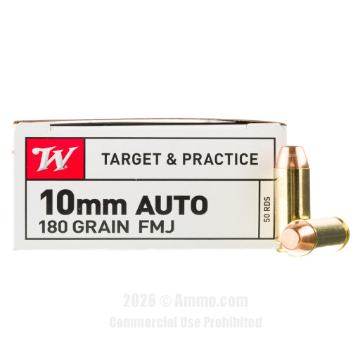 Winchester USA 10mm Ammo - 500 Rounds of 180 Grain FMJ Ammunition