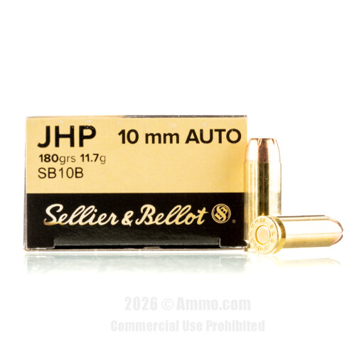 Sellier &amp; Bellot 10mm Ammo - 50 Rounds of 180 Grain JHP Ammunition