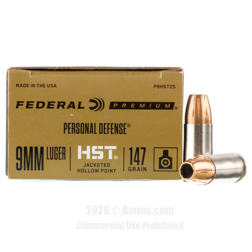 Federal Personal Defense 9mm Ammo - 20 Rounds of 147 Grain HST JHP...